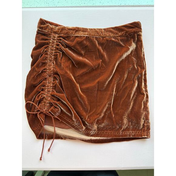 Free People Velvet Ruched Mini Skirt - Picture 2 of 9
